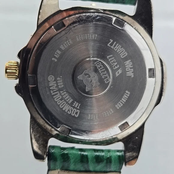 Womens Cosmopolitan Gold Green Tone Watch CL2271301 Water Resistant Leather Band - Picture 11 of 11